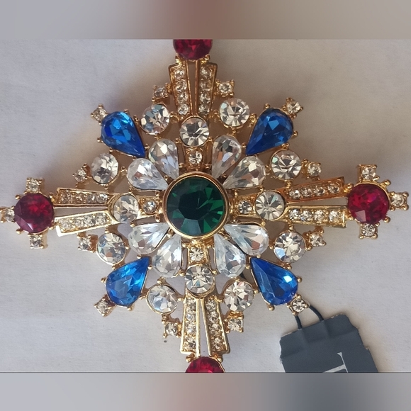 Trifari TM 1989 Jewels Of India Rhinestones Maltese Cross VTG Brooch - Picture 4 of 16